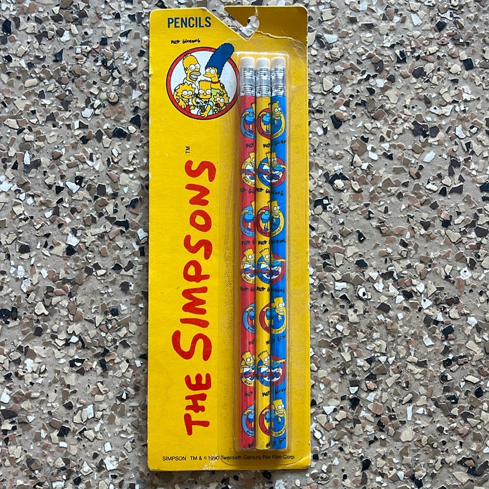 Vintage 1990s The Simpsons Pencils NIP Unsharpened